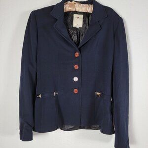 Vertigo Pour Laville Womens Navy Blazer Jacket Large Four-Button Made in France